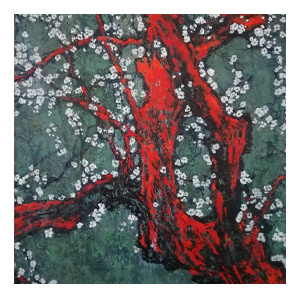 red cherry tree : 50 x 70 cm